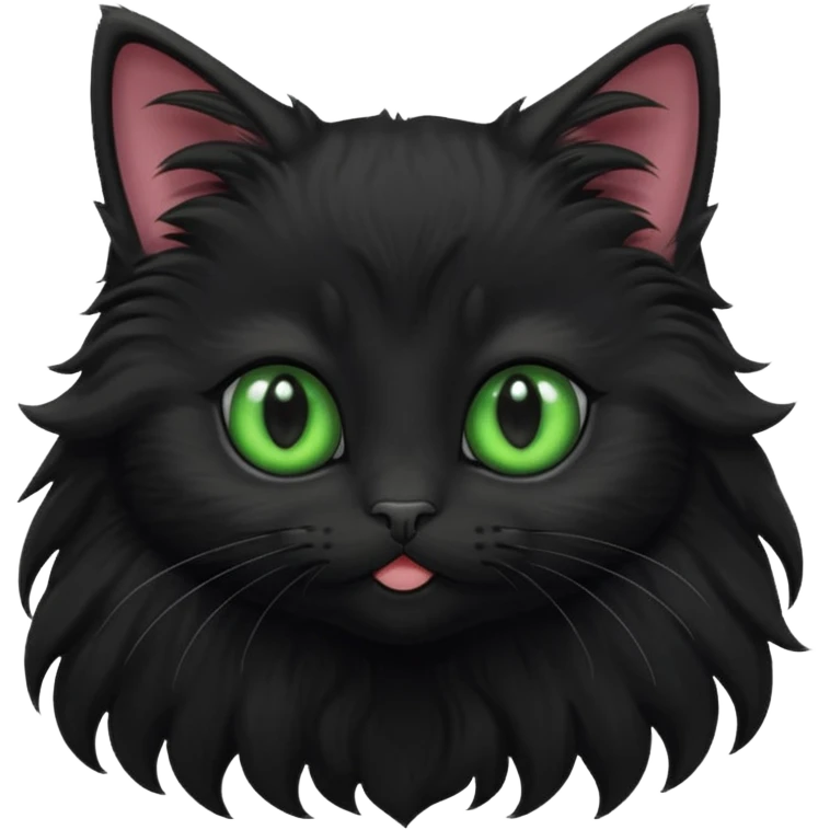 Cute long hair black kitten emoji
