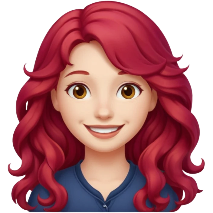 Girl with Red Hair – long wavy crimson hair, smiling face.









































 emoji