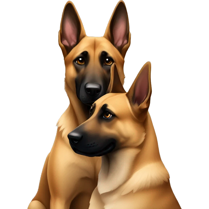 malinois with german shepherd dog hugging emoji