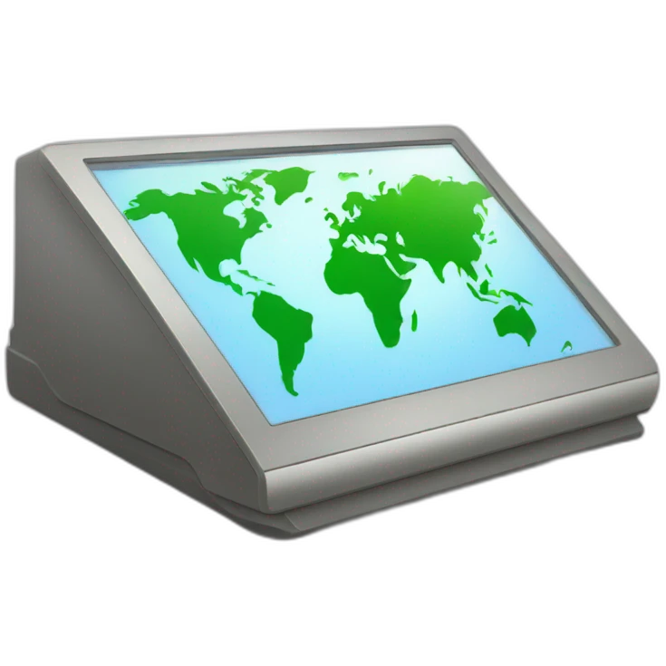 Computer Dashboard with world map emoji