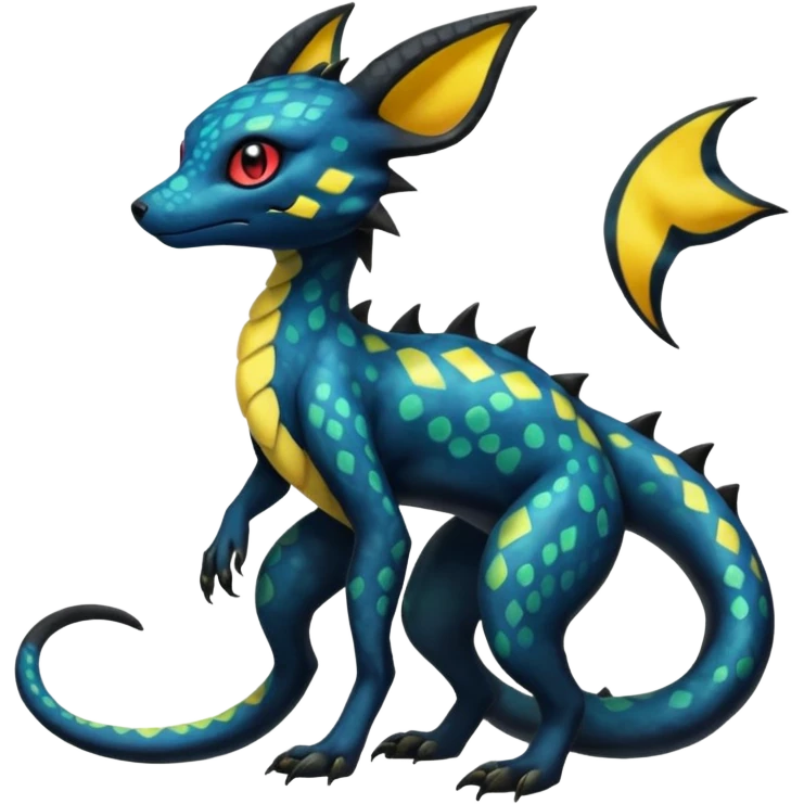 Anthropomorphic Scaley Exotic Salandit-Aurorus-Umbreon-Fakémon-hybrid-creature (full body)  emoji