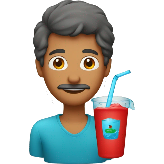Hombre de color rojo con un vaso de agua emoji