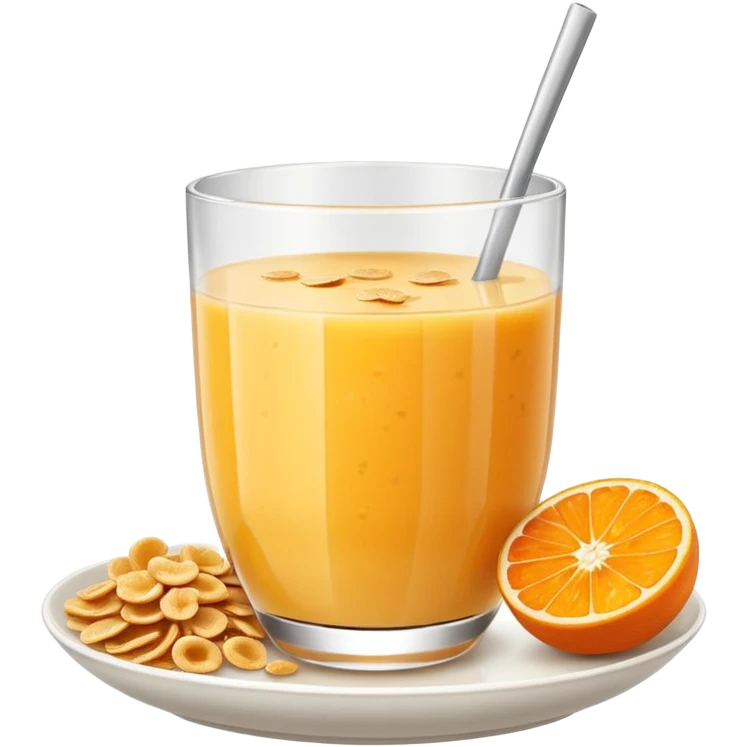 One glass of juice and a bowl with cereals emoji