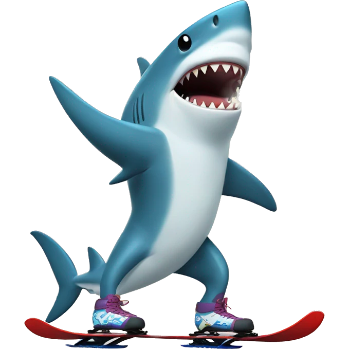 Shark on skis with a thumbs up emoji