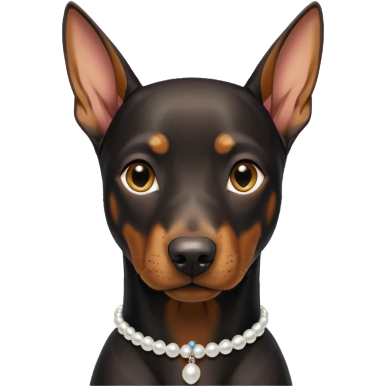 Doberman with pearl collar and ears down emoji