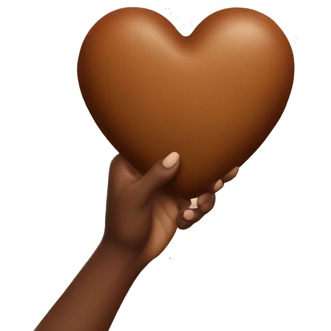 Brown heart in hand emoji