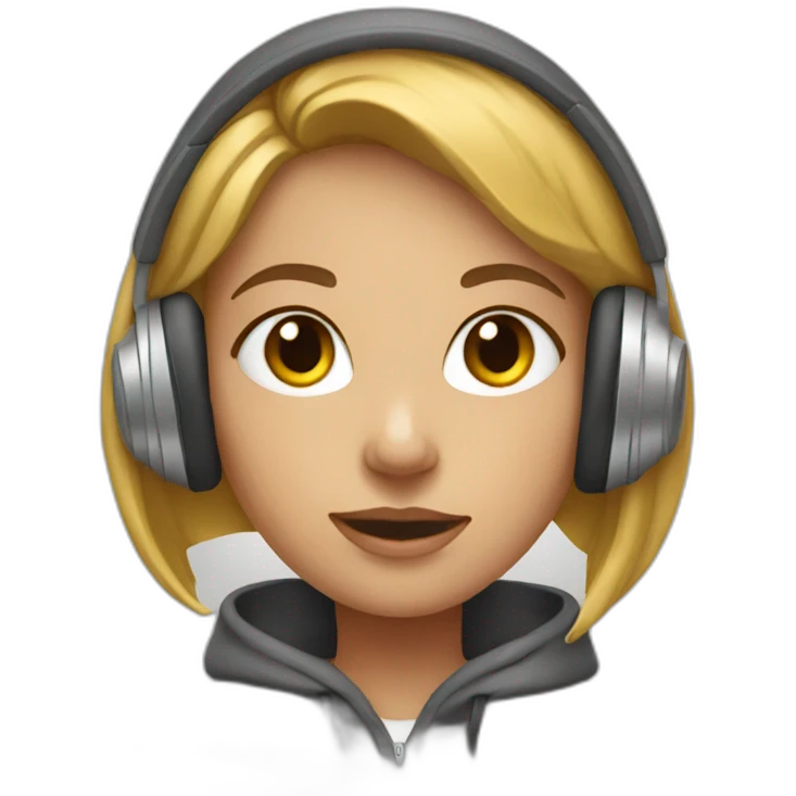 A girl in hoddies and head phone emoji