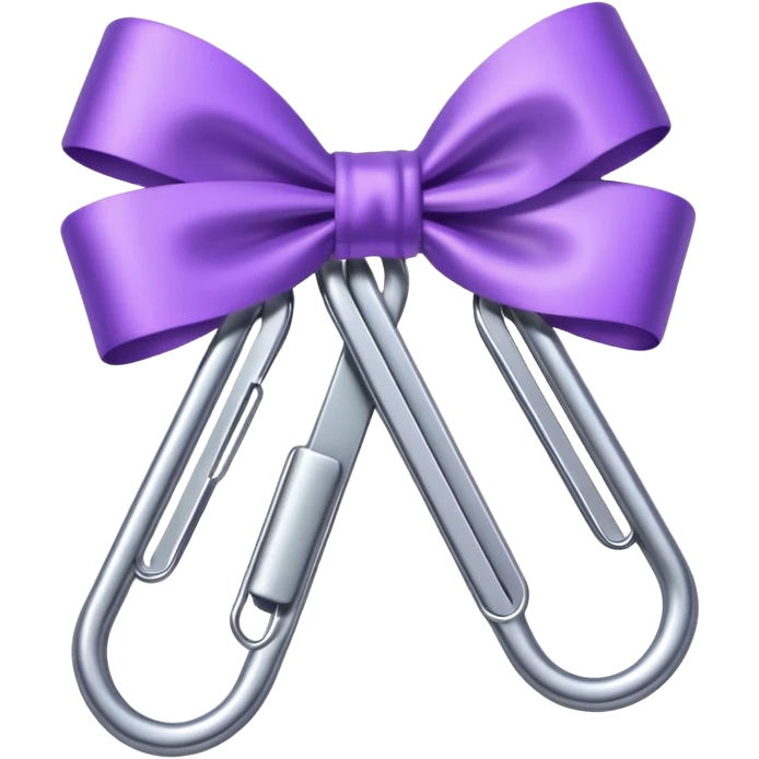 one silver paper clip with a purple bow in the middle emoji