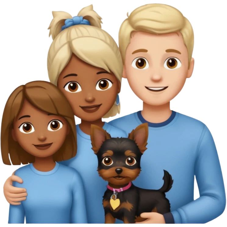 Brown girl and white boy Couple with yorkie emoji