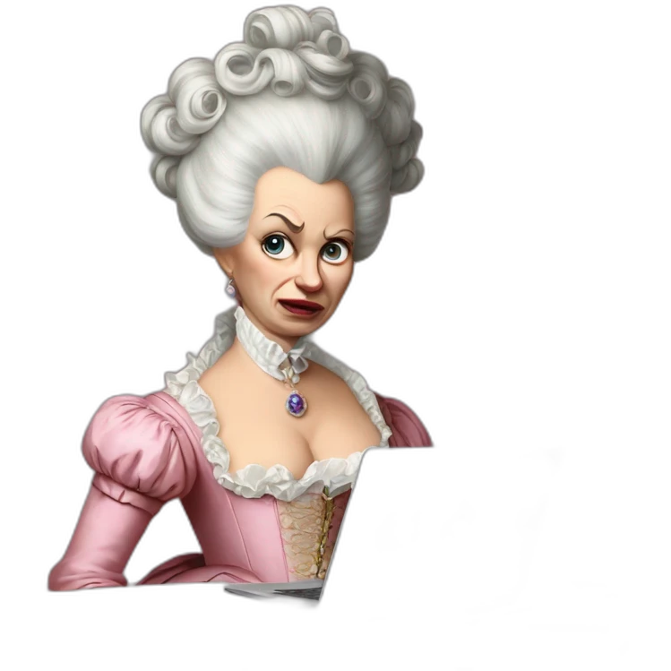 marie antoinette with a macbook looking angry emoji