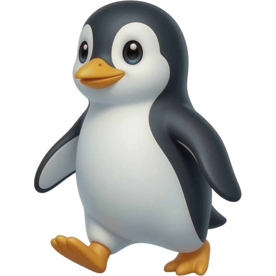 Cartoon penguin walk emoji