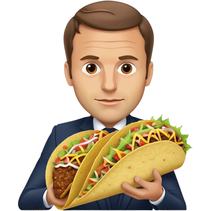 Macron en train de manger un tacos xxl double viande emoji