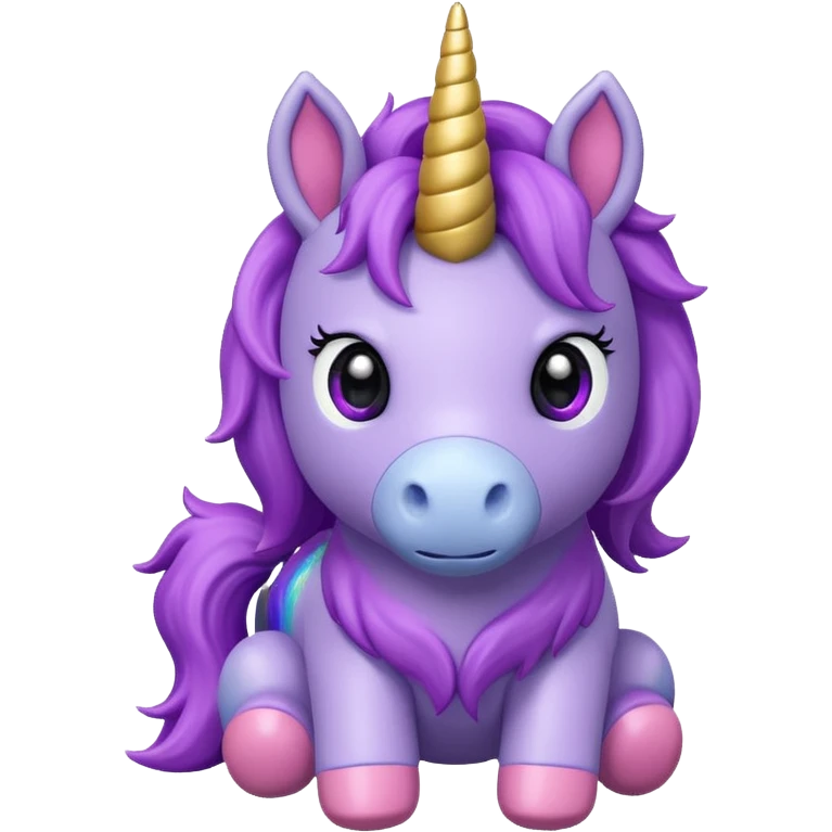 voilet unicorn toy facing camera emoji