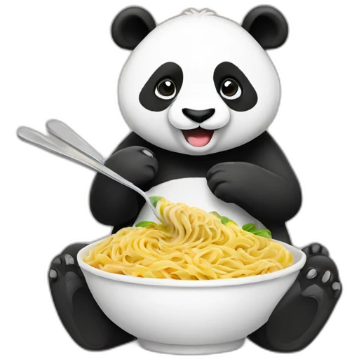 Panda eating pasta emoji