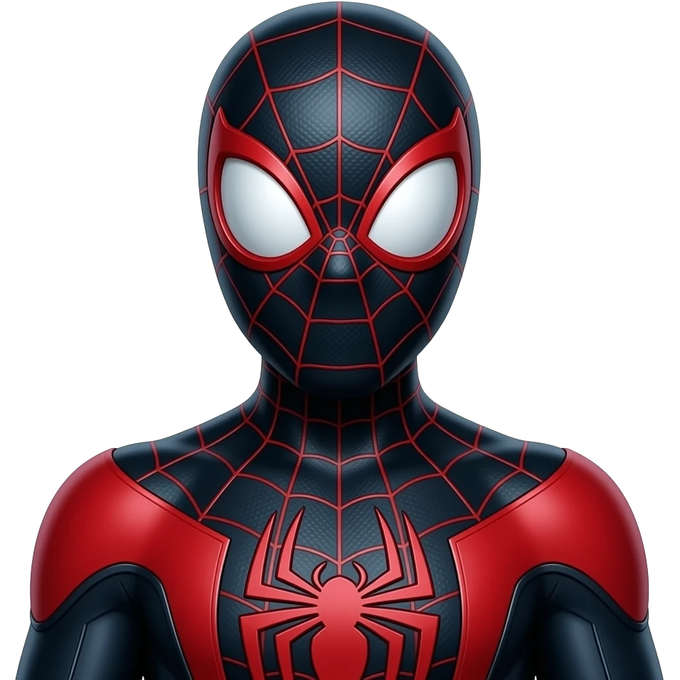 Spiderman miles morales masked up in his black and red suit emoji