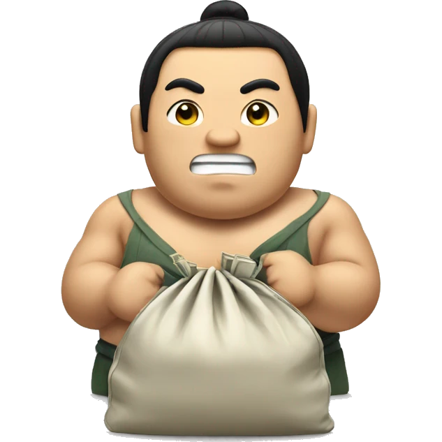 Sumo wrestler holding a bag of money emoji