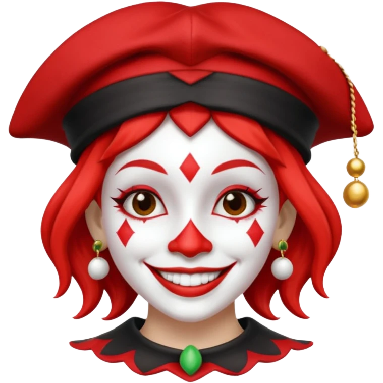 Jester female, black and red and white emoji