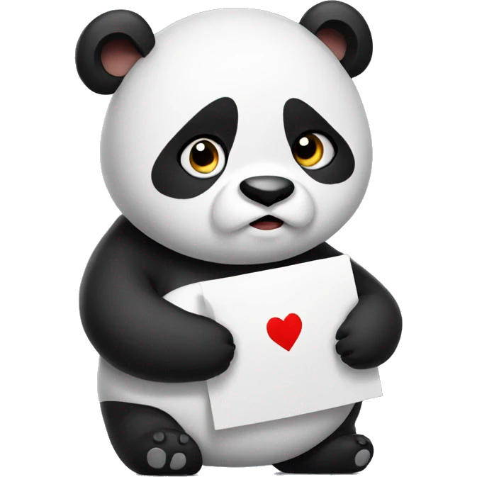 A fat panda holding a SAD sign emoji