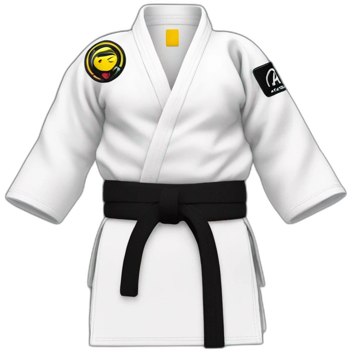 bjj white belt black kimono aca logo emoji