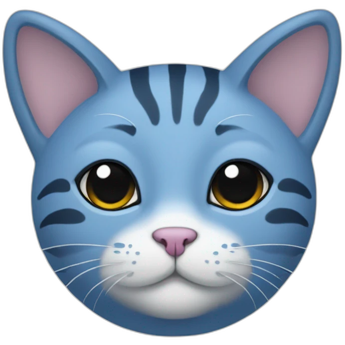 Blue cat with 2 little black stripes on the forehead emoji