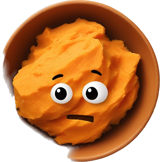 mashed sweet potatoes in a bowl with chicken emoji