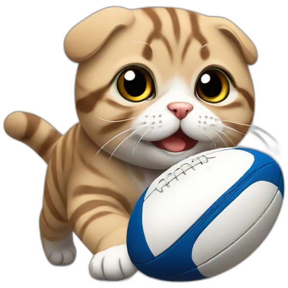 scottish fold playing rugby emoji