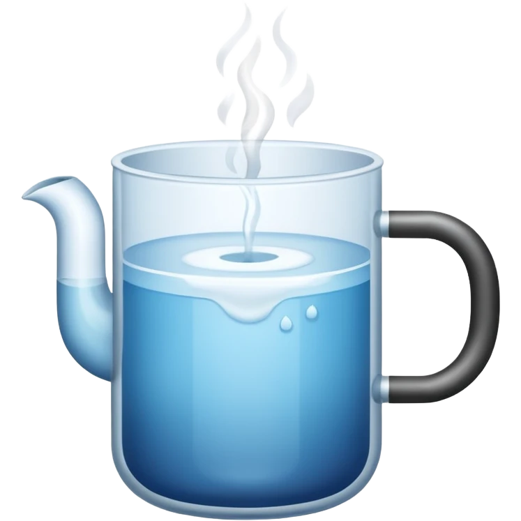 a steaming cup of hot water, clear liquid, simple design emoji
