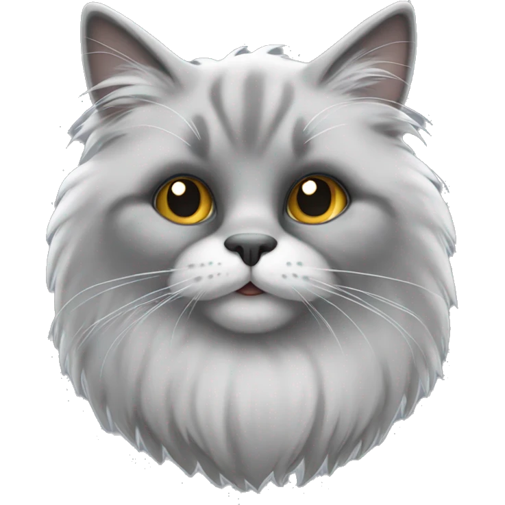 standing grey fluffy cat, white belly, black feet emoji