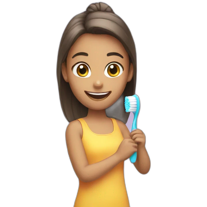 girl toothbrush emoji