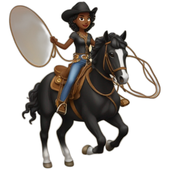 Black girl rodeo horse lasso emoji