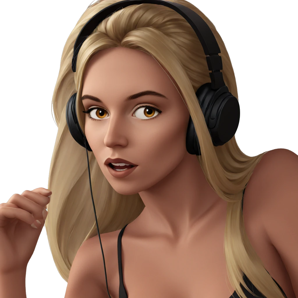 blonde girl with headphones emoji