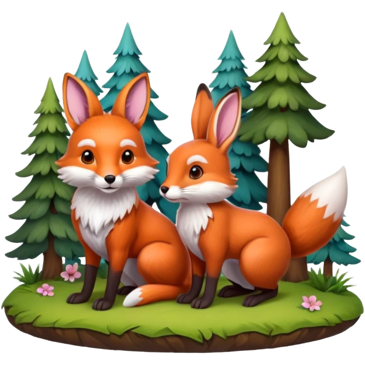fox and rabbit emoji
