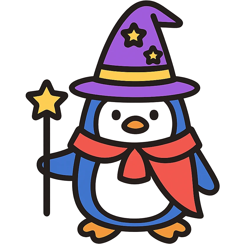 A penguin wizard emoji