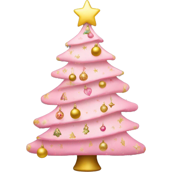 Cute Christmas tree with pink and gold ornaments  emoji