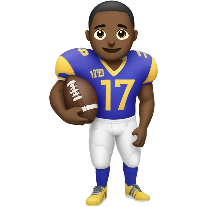 Football player in jersey number 17 holding a trophy emoji