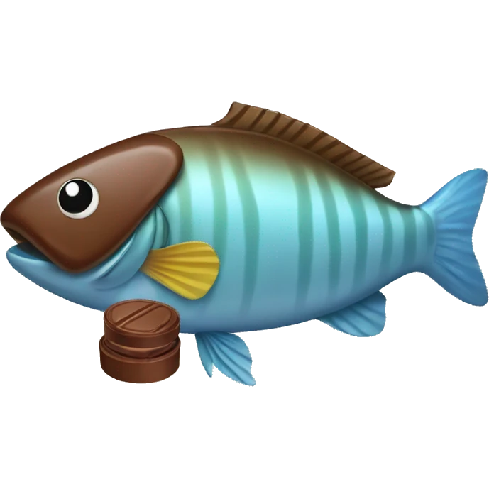 A Fish with a chocolate bar  emoji