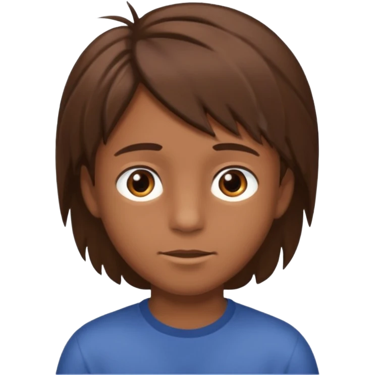A young boy with brown hair and eyes, with slightly long, straight and disheveled hair emoji
