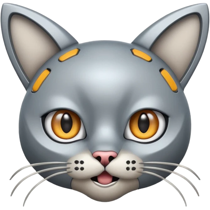 robot looking surprised with cat ears and looks funny emoji