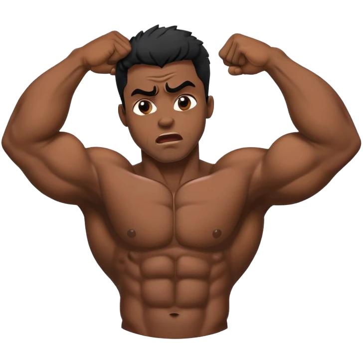 black bodybuilder frustrated pulling hair emoji