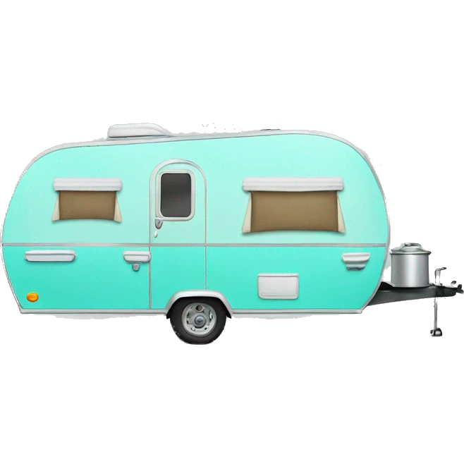 Realistic isolated tiffany blue camping trailer emoji