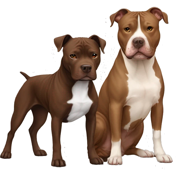 Dark brown Staffordshire terrier and beige pitbull  emoji