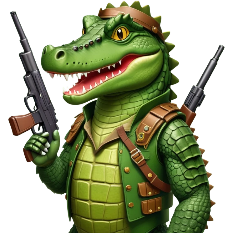 Crocodilo have gun and Big Foots emoji