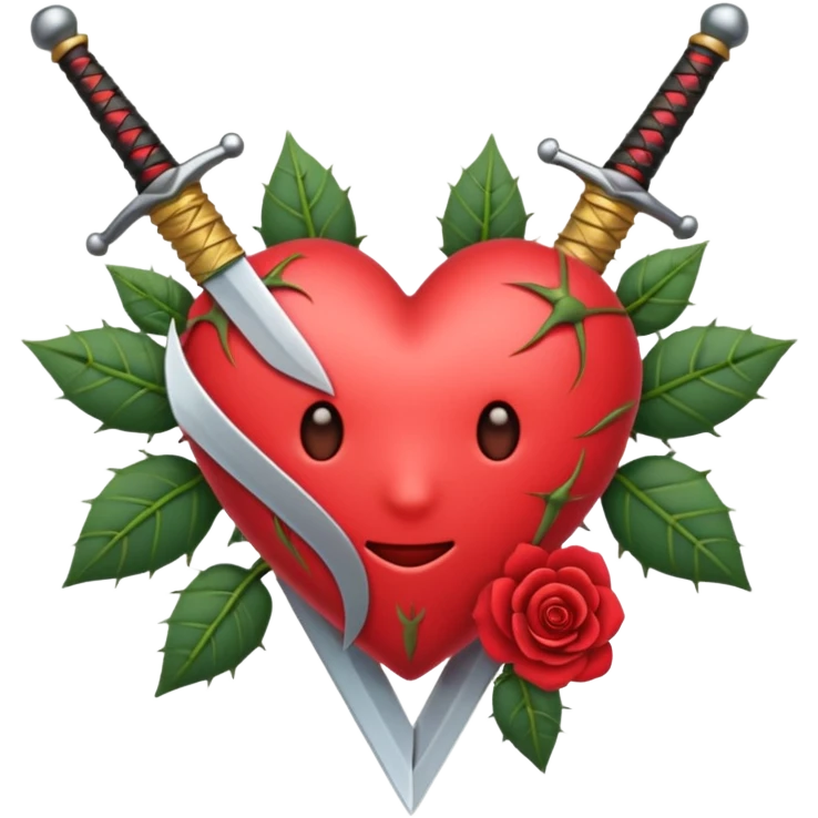 心臓に剣が刺さっていて棘がついたバラが巻きついている絵文字を生成してください emoji