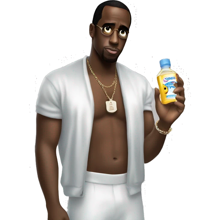 P.Diddy holding 1 bottle of baby oil emoji