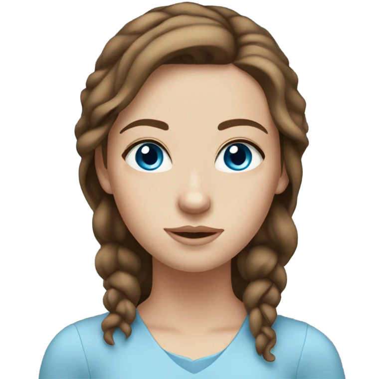 White girl with brown hair and blue eyes emoji