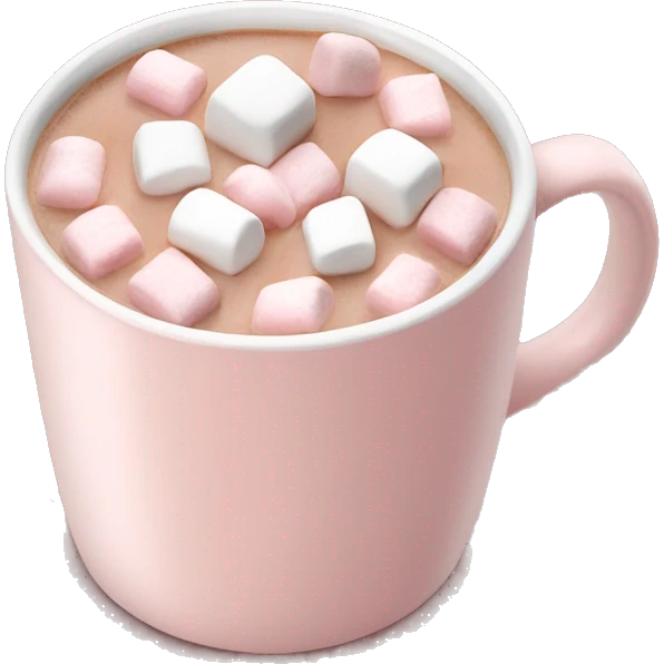 Light Pink mug of hot chocolate with marshmallows  emoji