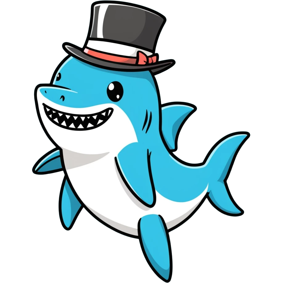 Shark with a top hat emoji