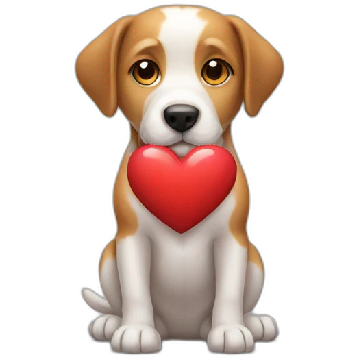dog holding heart emoji