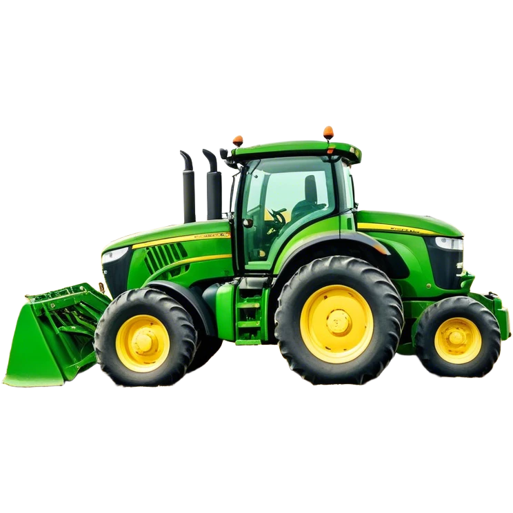 John Deere 6155M (2020) – Cinematic-realistic John Deere 6155M tractor, its iconic green and yellow body rolling across vast Australian farmlands. The powerful engine hums as it tows a massive plow emoji