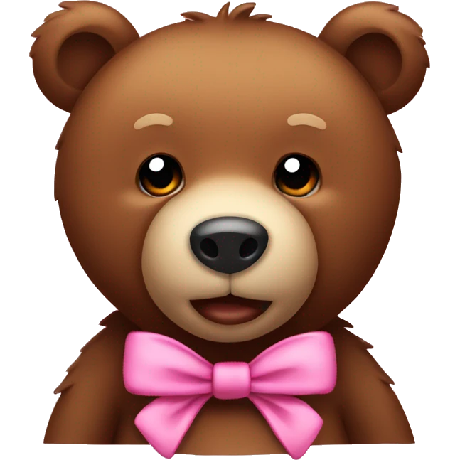 cute brown bear with pink bow in ear emoji